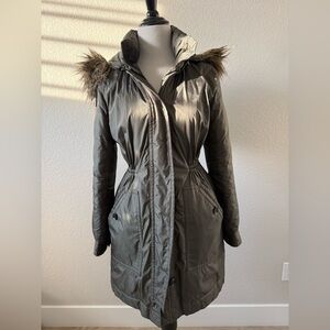 Banana Republic Olive Utility Jacket with Faux Fur